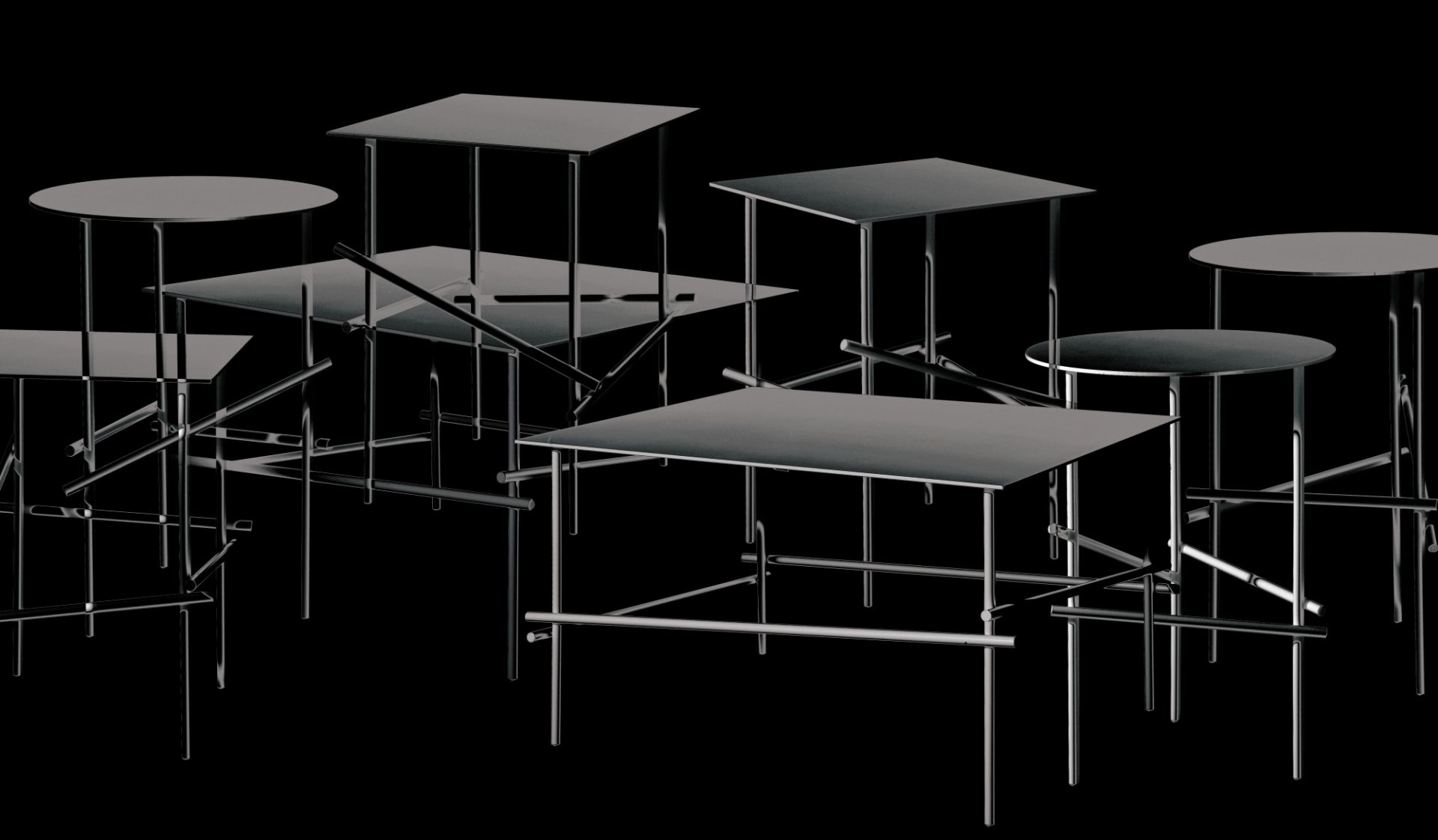 Shanghai Tip Beistelltische von Moroso: Stahl lackiert, verschiedene Formen und Höhen, modernes Design.